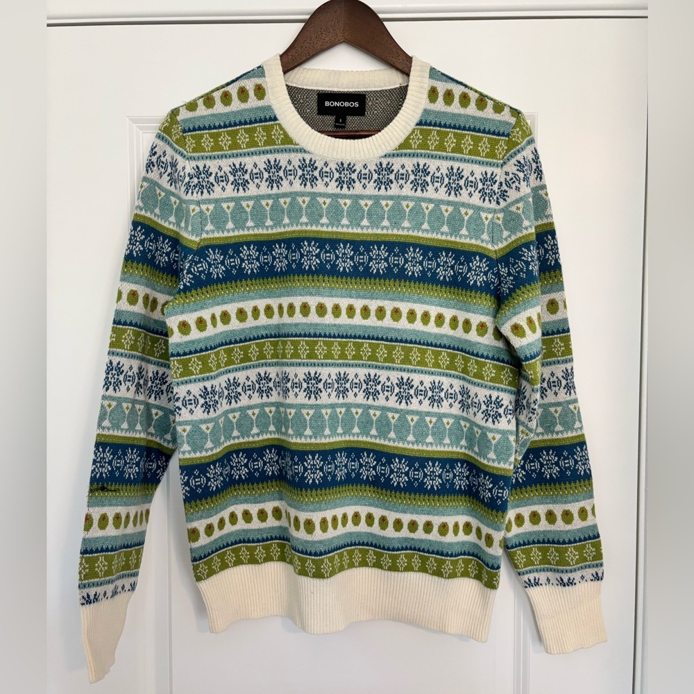 Limited Edition Martini Theme Fair Isle Crewneck Sweater